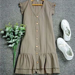 Green Ruffle Sleeve Dress